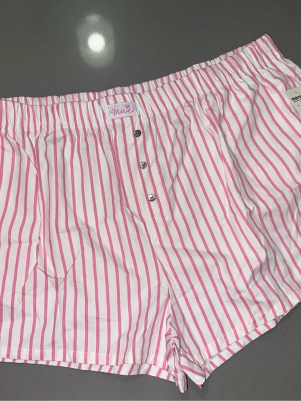 Maripe Cat White and Pink Striped Women’s Cotton Shorts